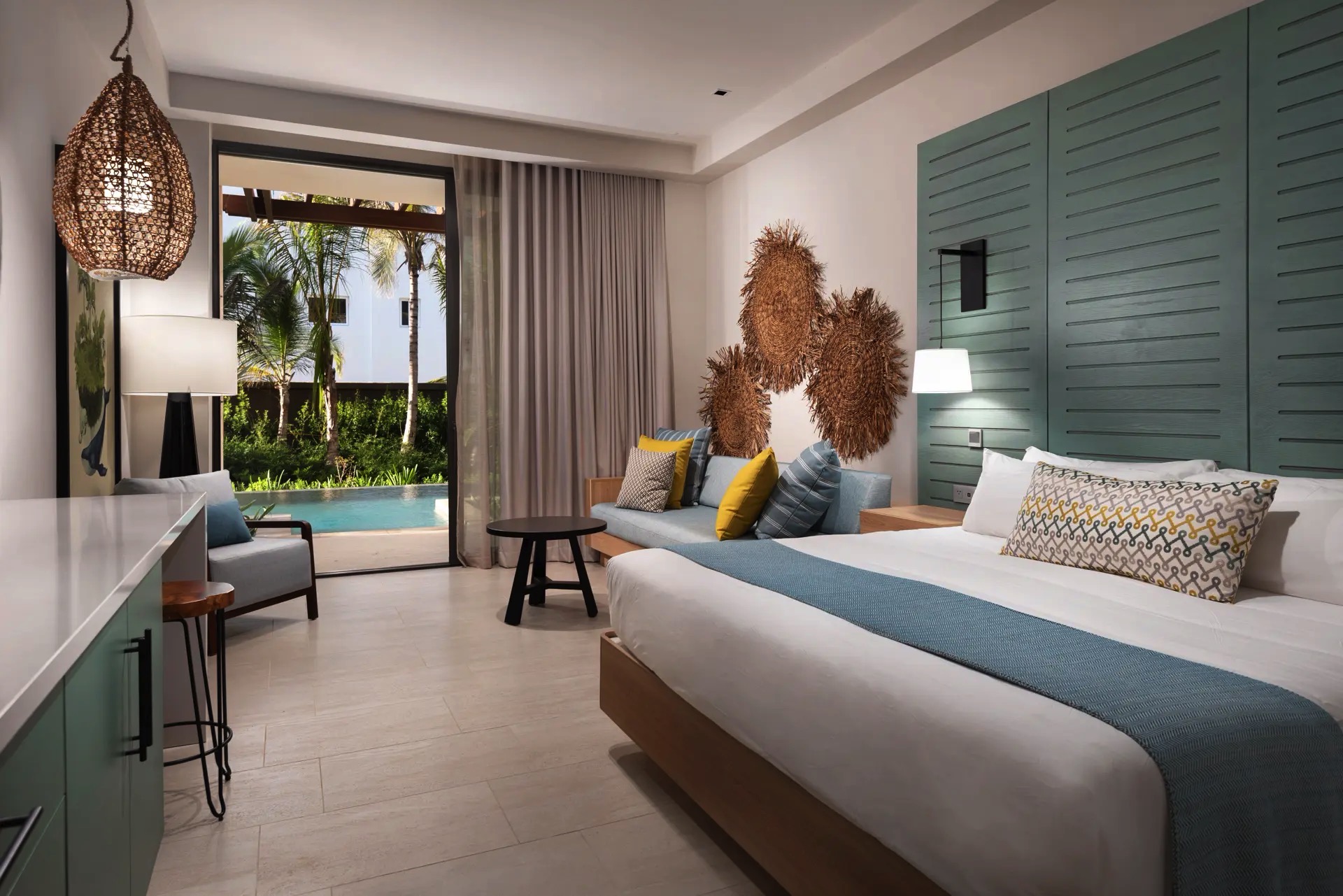 bed adults king swim up junior suite lopesan costa bavaro resort, spa & casino