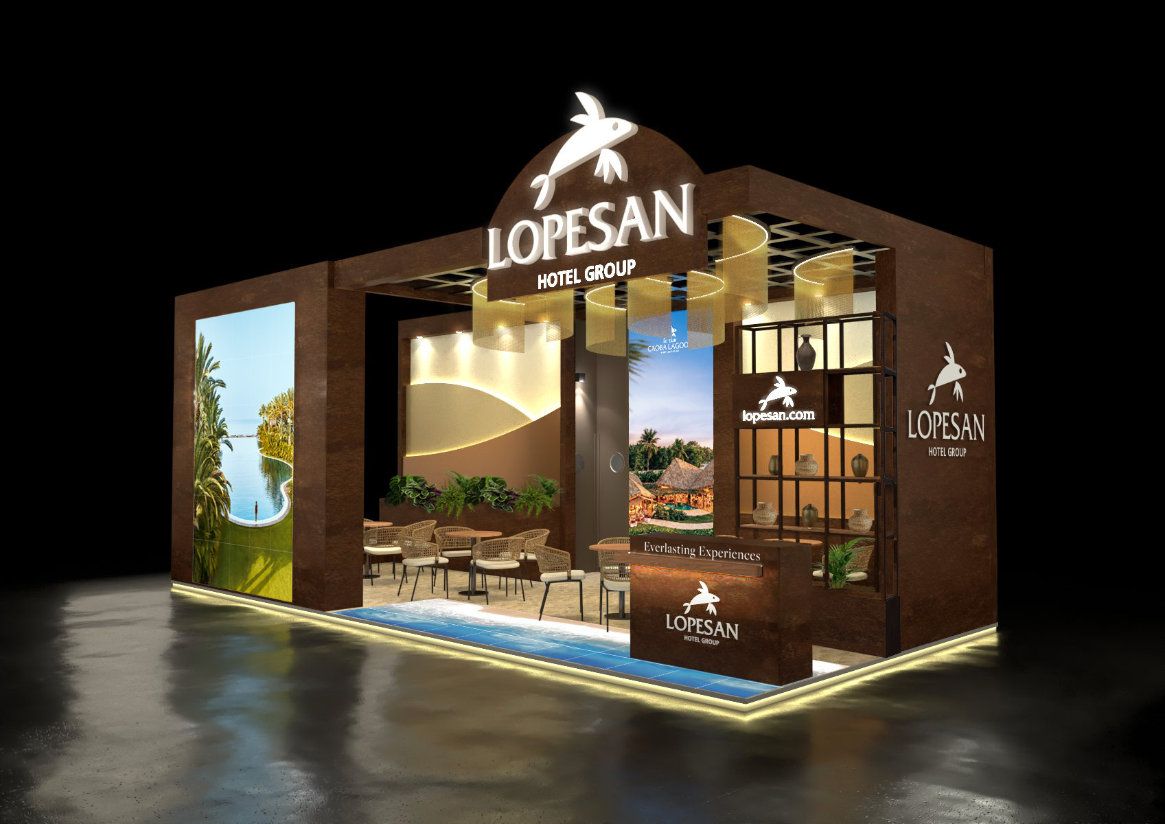 Render del stand de Lopesan Hotel Group en FITUR 2026
