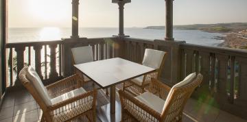 Vue sur Meloneras depuis la terrasse de la Junior Suite de l'hôtel Lopesan Villa del Conde Resort & Thalasso