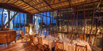 	Akara restaurant inside the Akara restaurant hotel Lopesan Baobab Resort with lights	