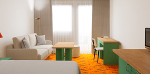	Wohnzimmer der 3-Zimmer-Apartments Blick im IFA Schöneck Hotel & Ferienpark-Wohnzimmer mit 3 Schlafzimmern Blick auf das IFA Schöneck Hotel & Ferienpark	